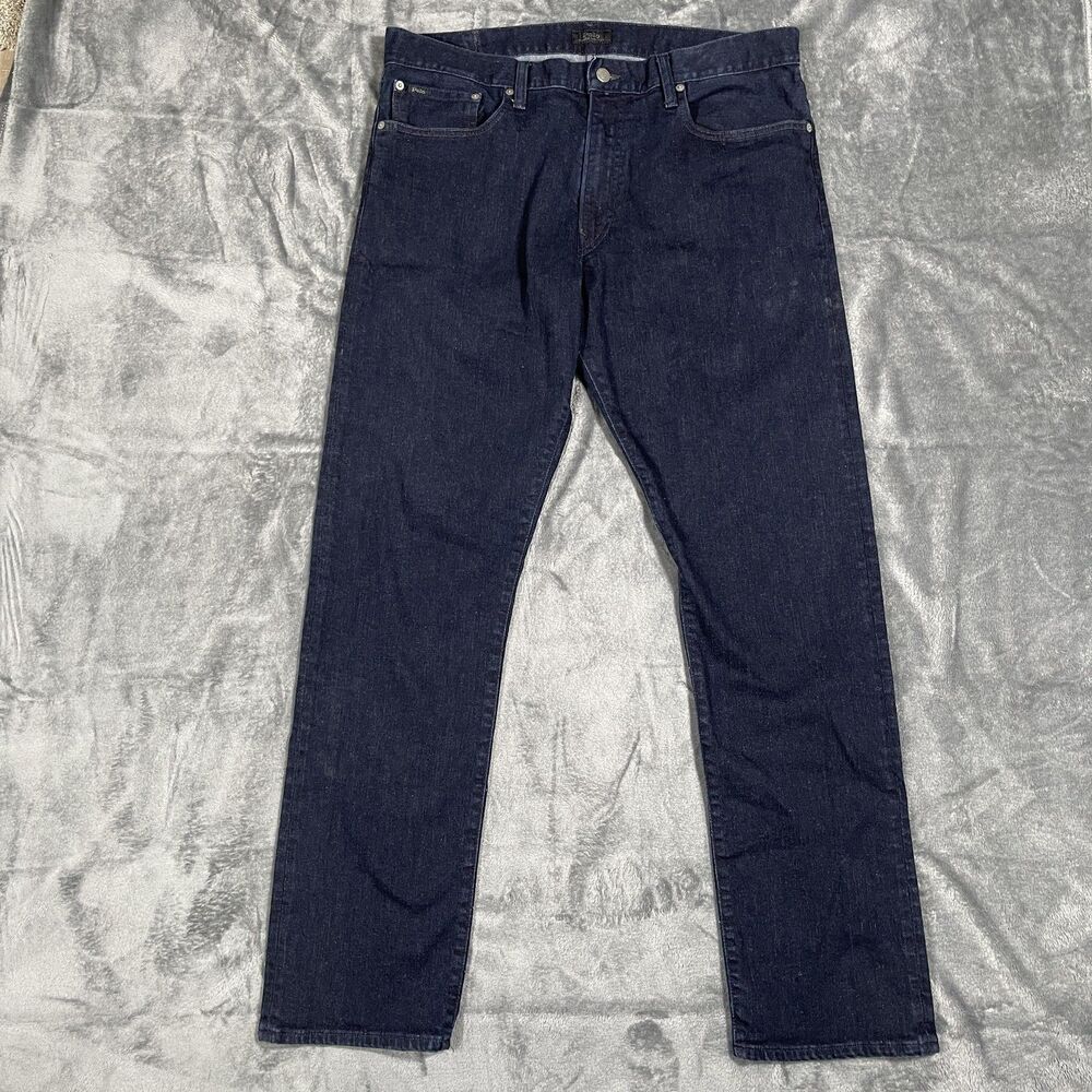 Polo Ralph Lauren Jeans Mens 36x34 Blue Dark Wash Straight Denim Regular Fit